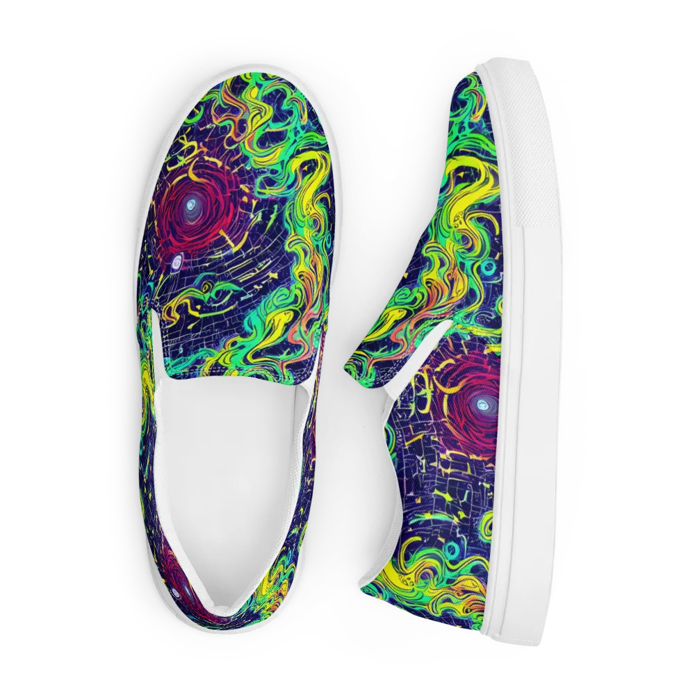 Neon Whirlwind on Men's Slip-On Canvas Shoes — Front