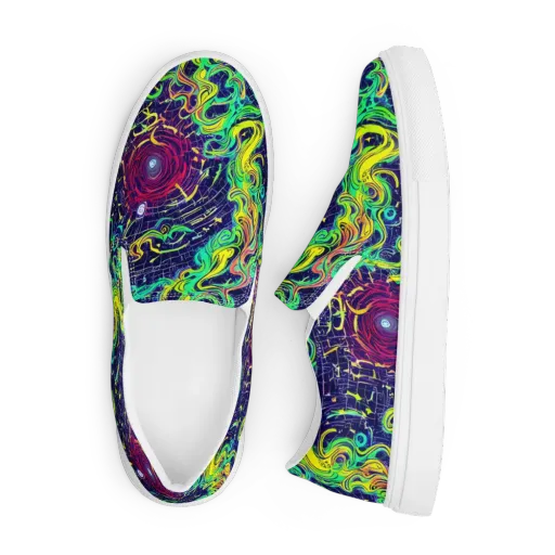Neon Whirlwind on a Men's Slip-On Canvas Shoes