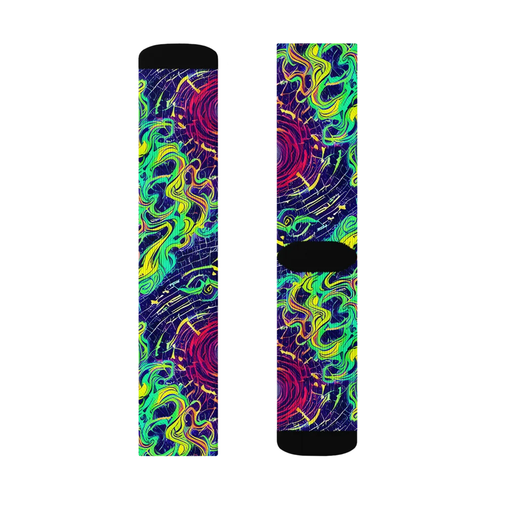 Neon Whirlwind on Socks — Right Sock
