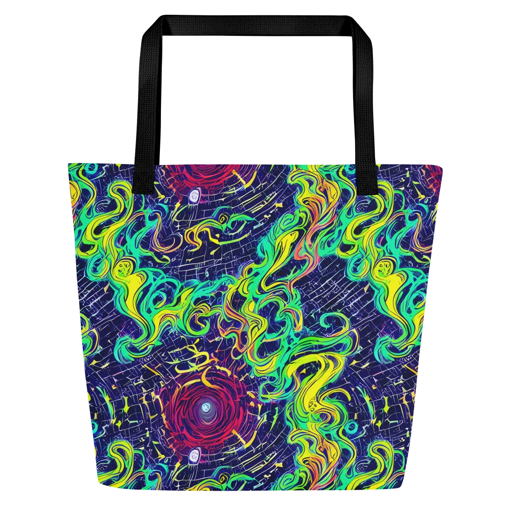 Neon Whirlwind on Large Tote Bag W/ Pocket — Front