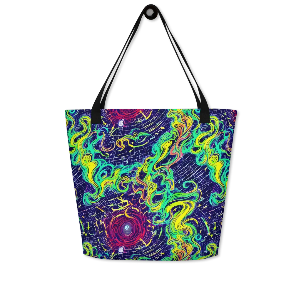 Neon Whirlwind on Large Tote Bag W/ Pocket — Front