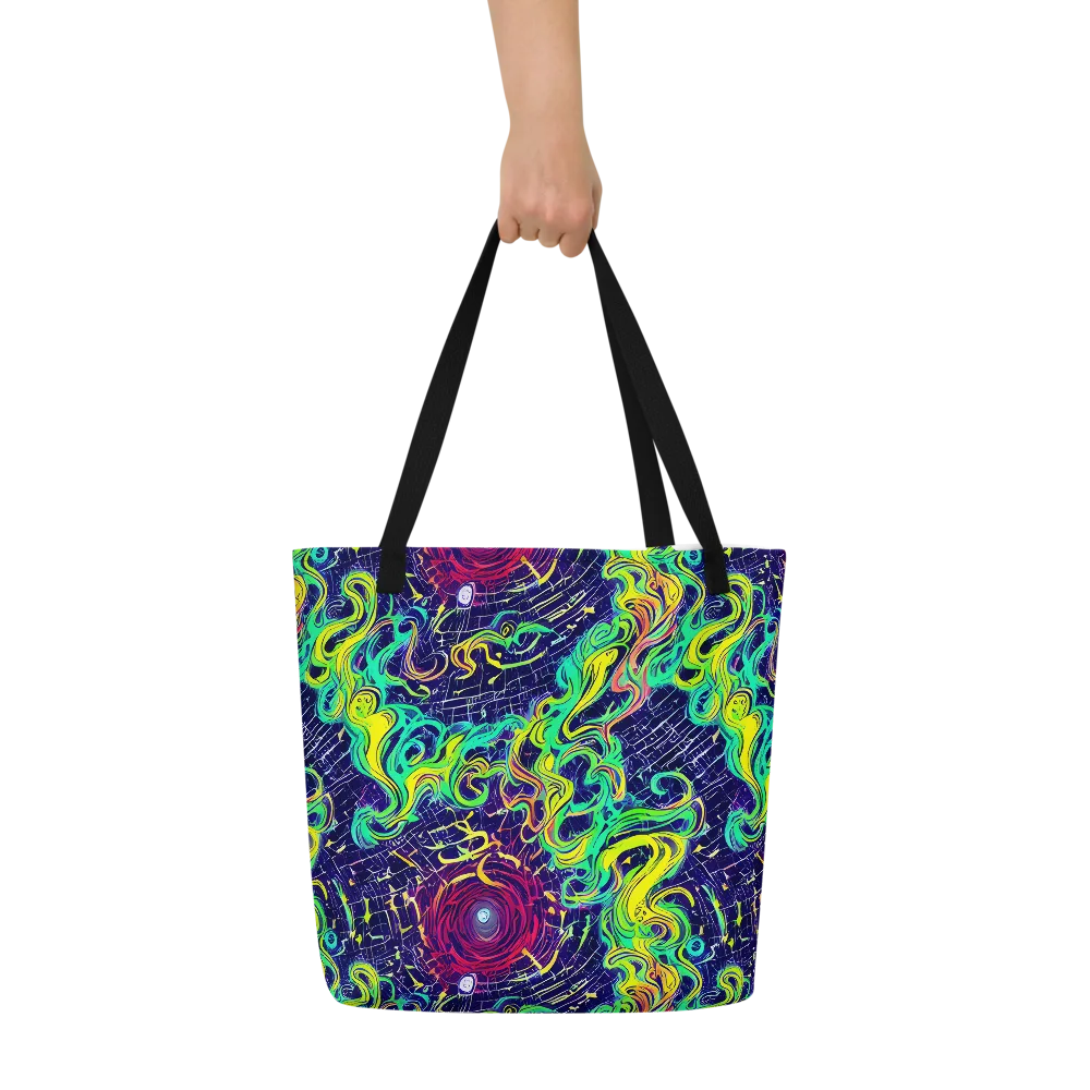 Neon Whirlwind on Large Tote Bag W/ Pocket — Front