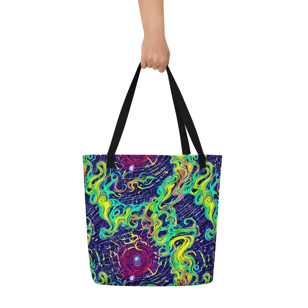 Neon Whirlwind on Large Tote Bag W/ Pocket — Front