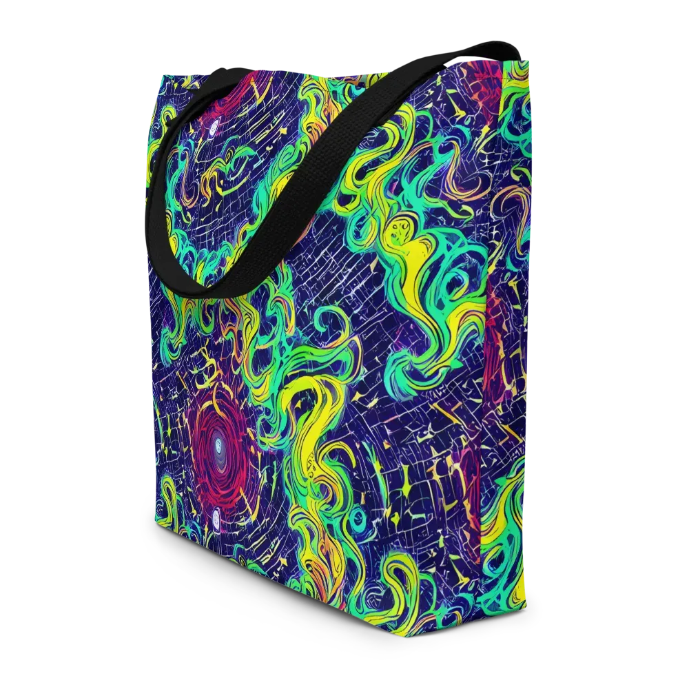 Neon Whirlwind on Large Tote Bag W/ Pocket — Front