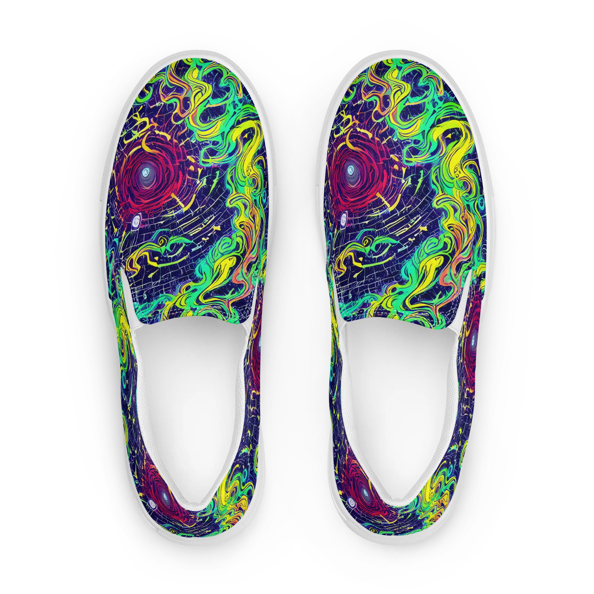 Neon Whirlwind on Women's Slip-On Canvas Shoes — Front