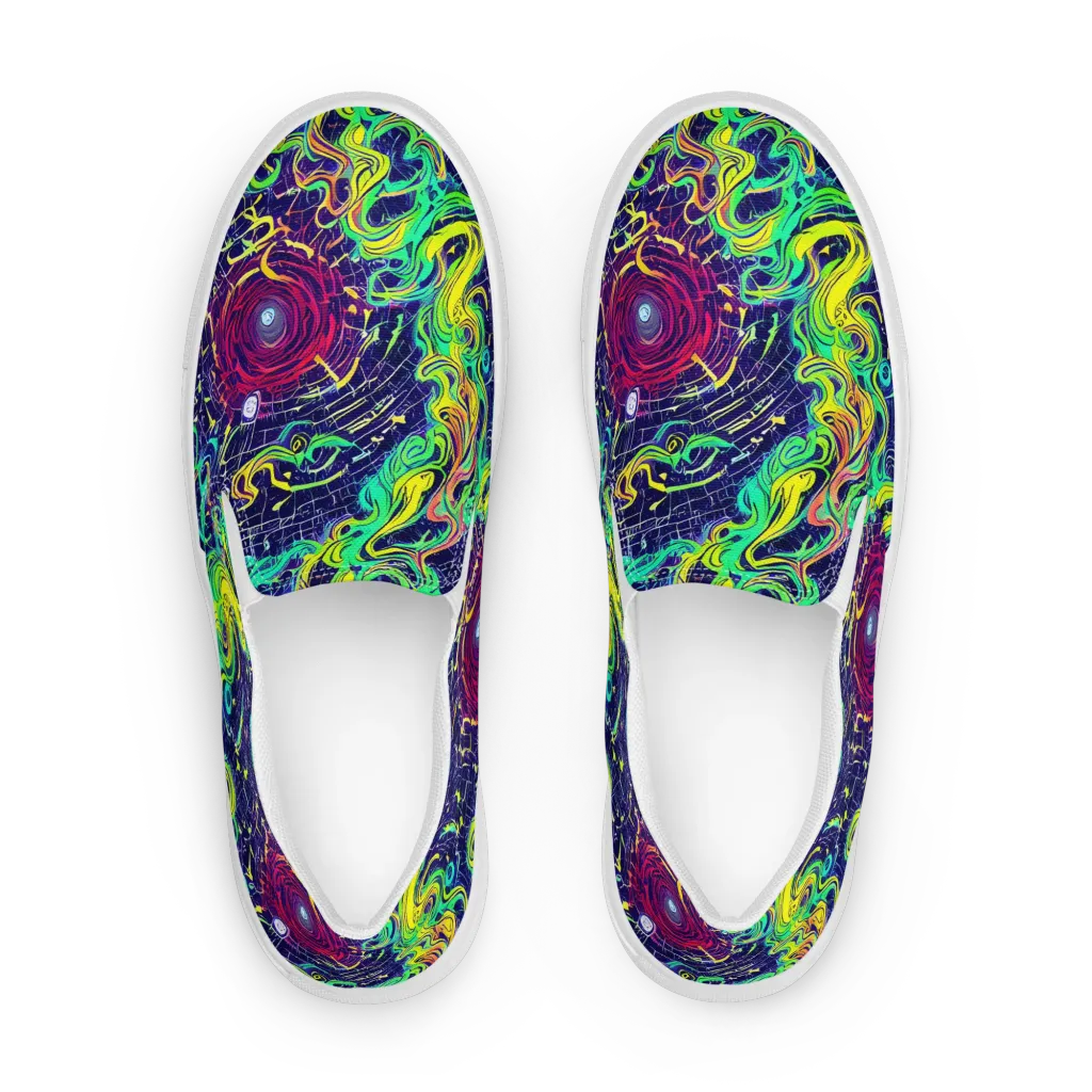 Neon Whirlwind on Women's Slip-On Canvas Shoes — Front