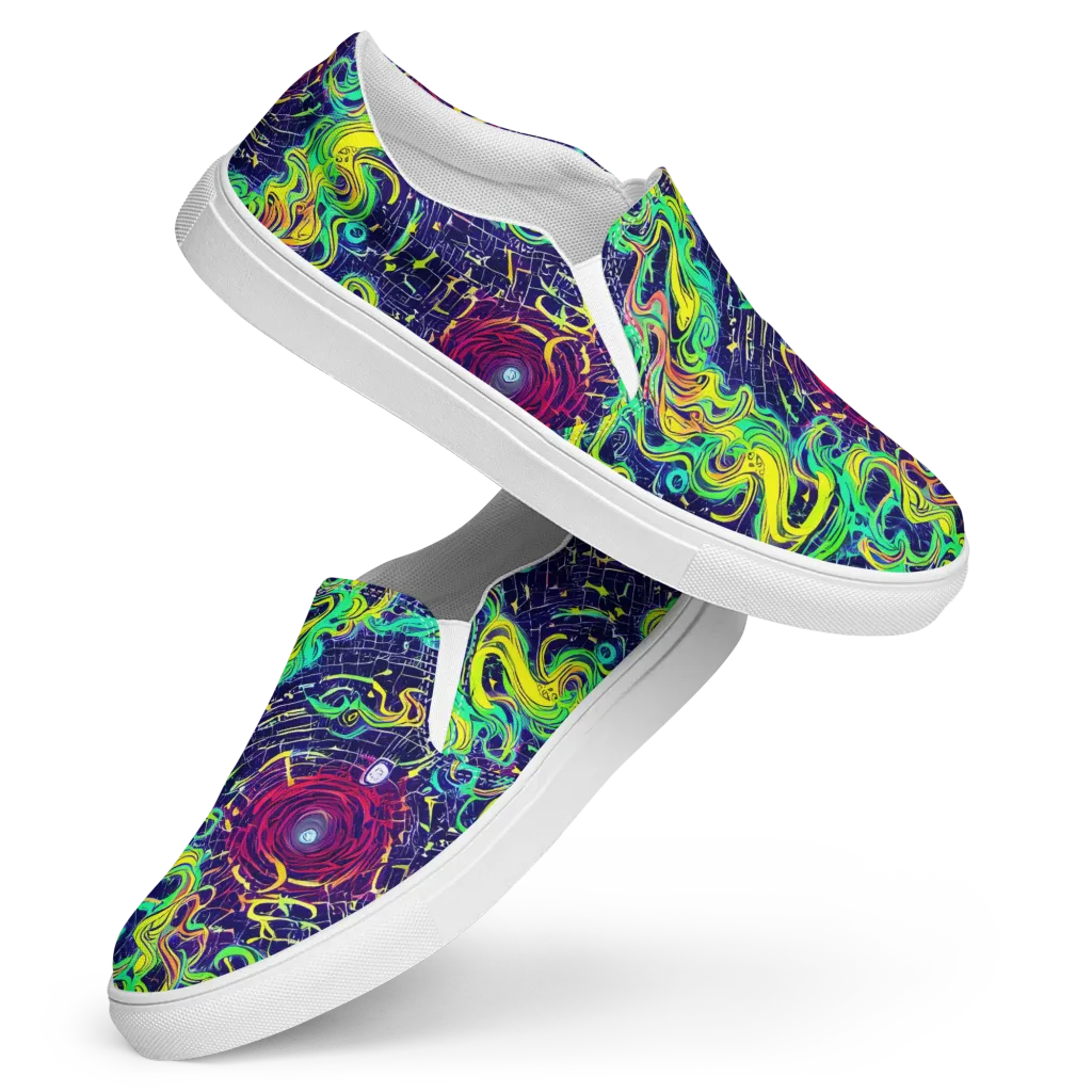 Neon Whirlwind on Women's Slip-On Canvas Shoes — Front