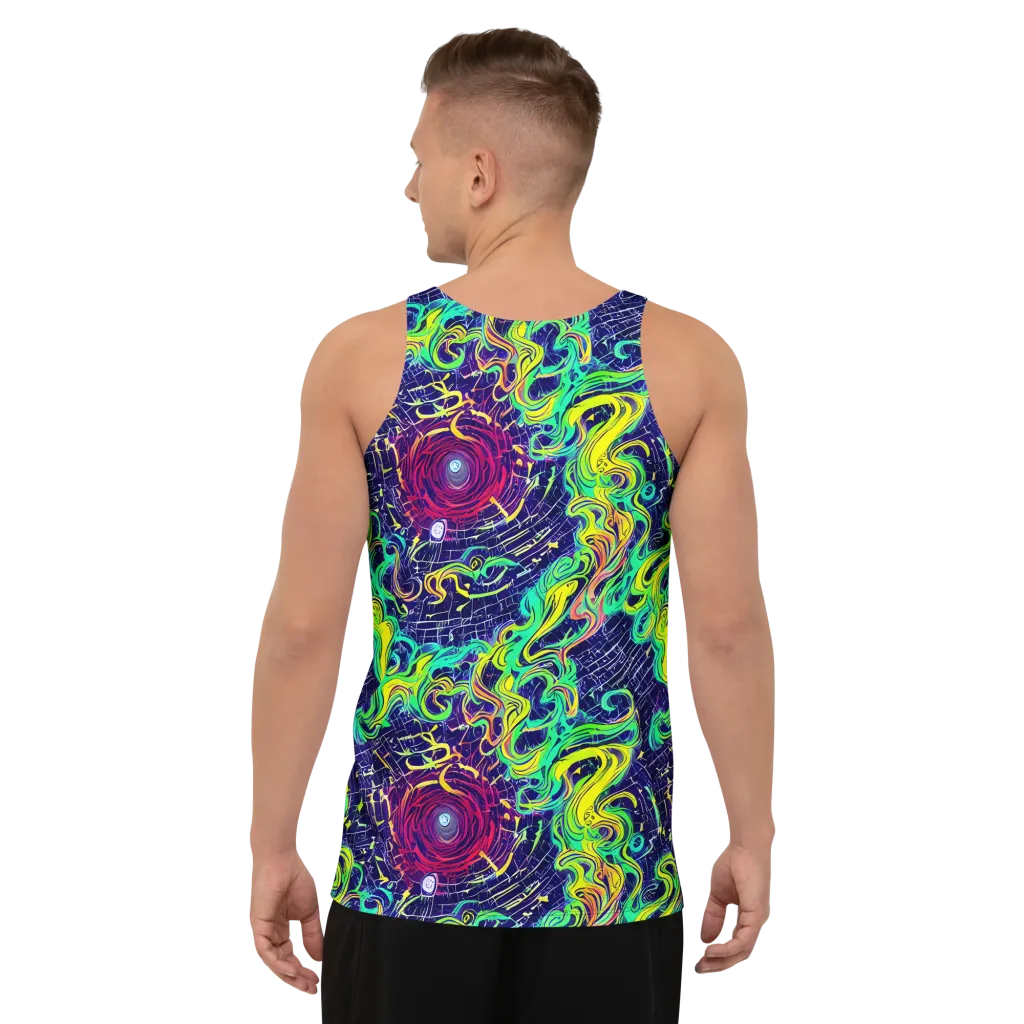 Neon Whirlwind on Men's Tank Top — Back