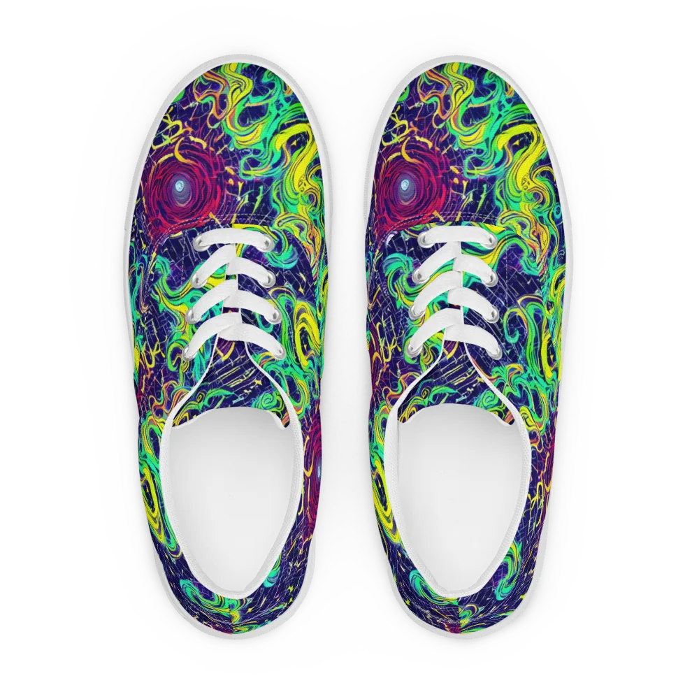 Neon Whirlwind on Men's Lace-Up Canvas Shoes — Front