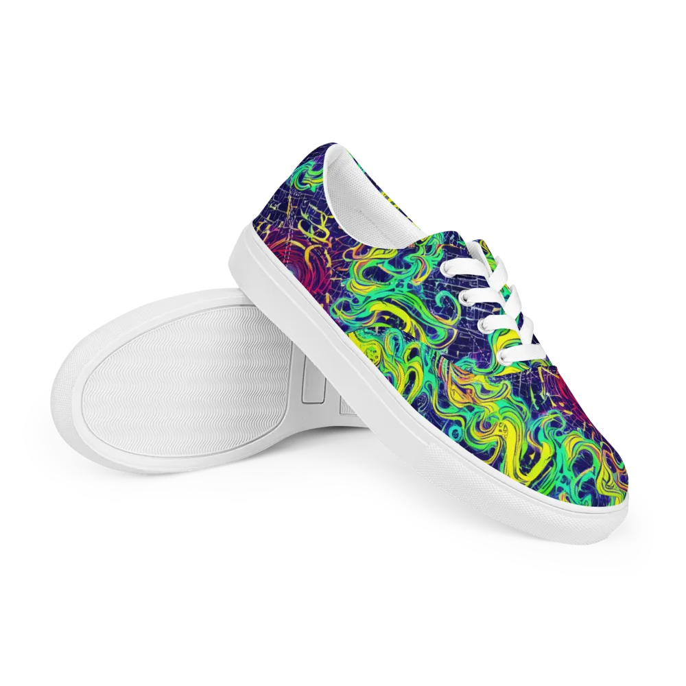 Neon Whirlwind on Men's Lace-Up Canvas Shoes — Right Front