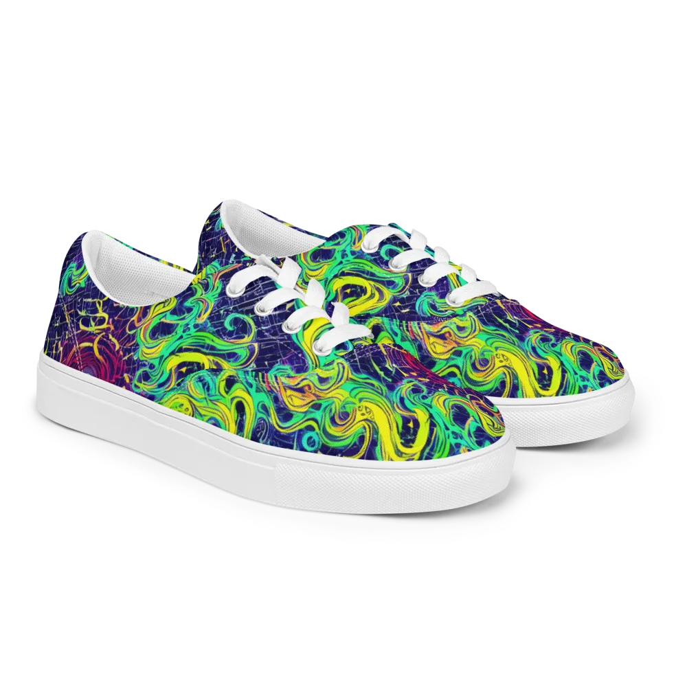Neon Whirlwind on Men's Lace-Up Canvas Shoes — Right Front