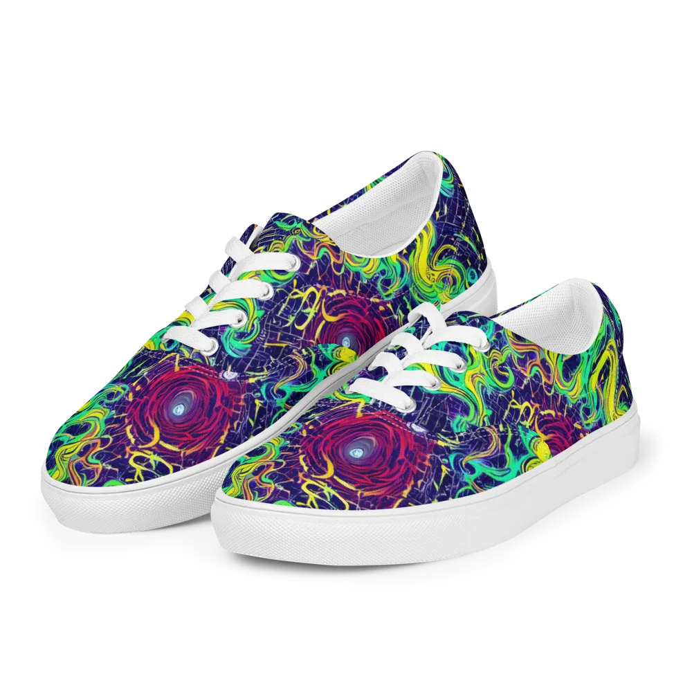 Neon Whirlwind on Men's Lace-Up Canvas Shoes — Left Front