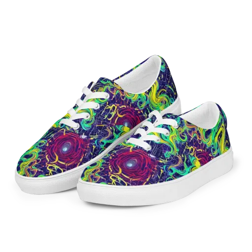 Neon Whirlwind on a Men's Lace-Up Canvas Shoes
