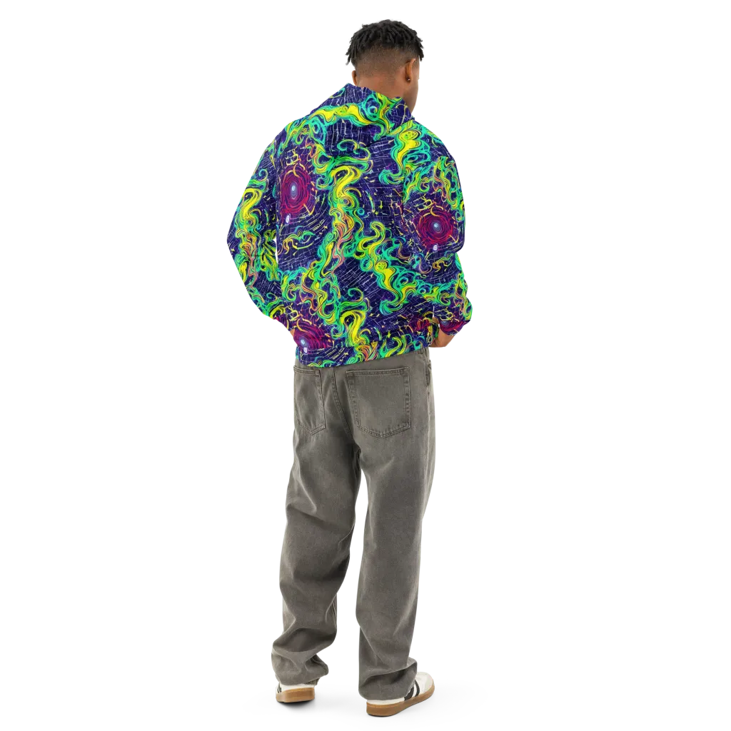 Neon Whirlwind on Cotton Hoodie — Back