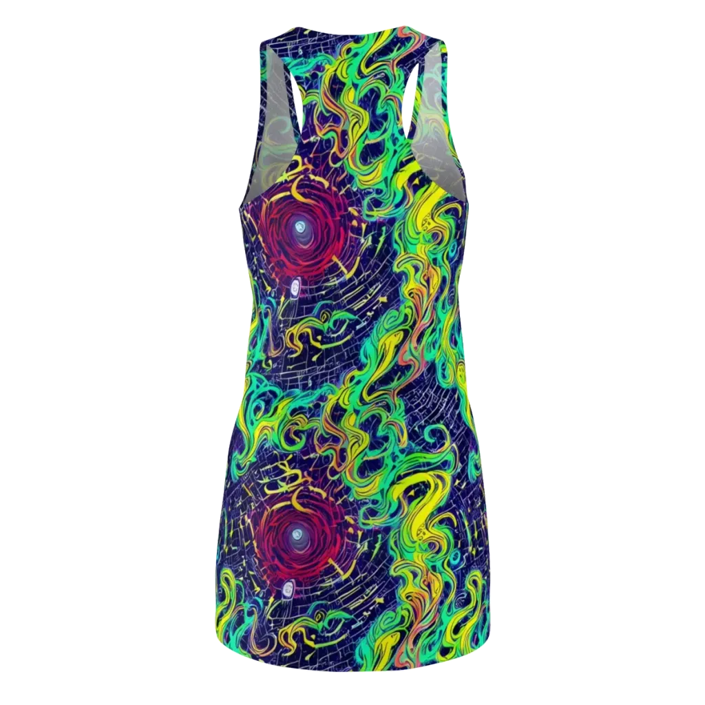 Neon Whirlwind on Racerback Dress — Back