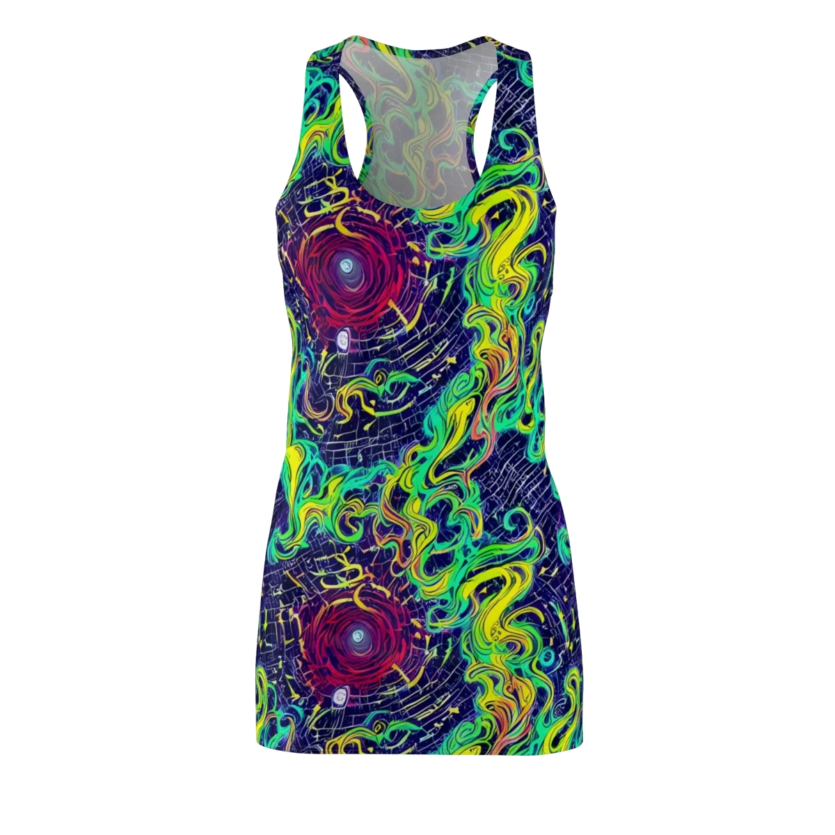 Neon Whirlwind on Racerback Dress — Front