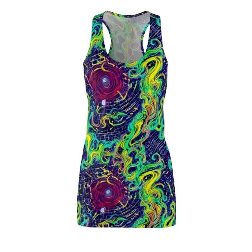 Neon Whirlwind on a Racerback Dress