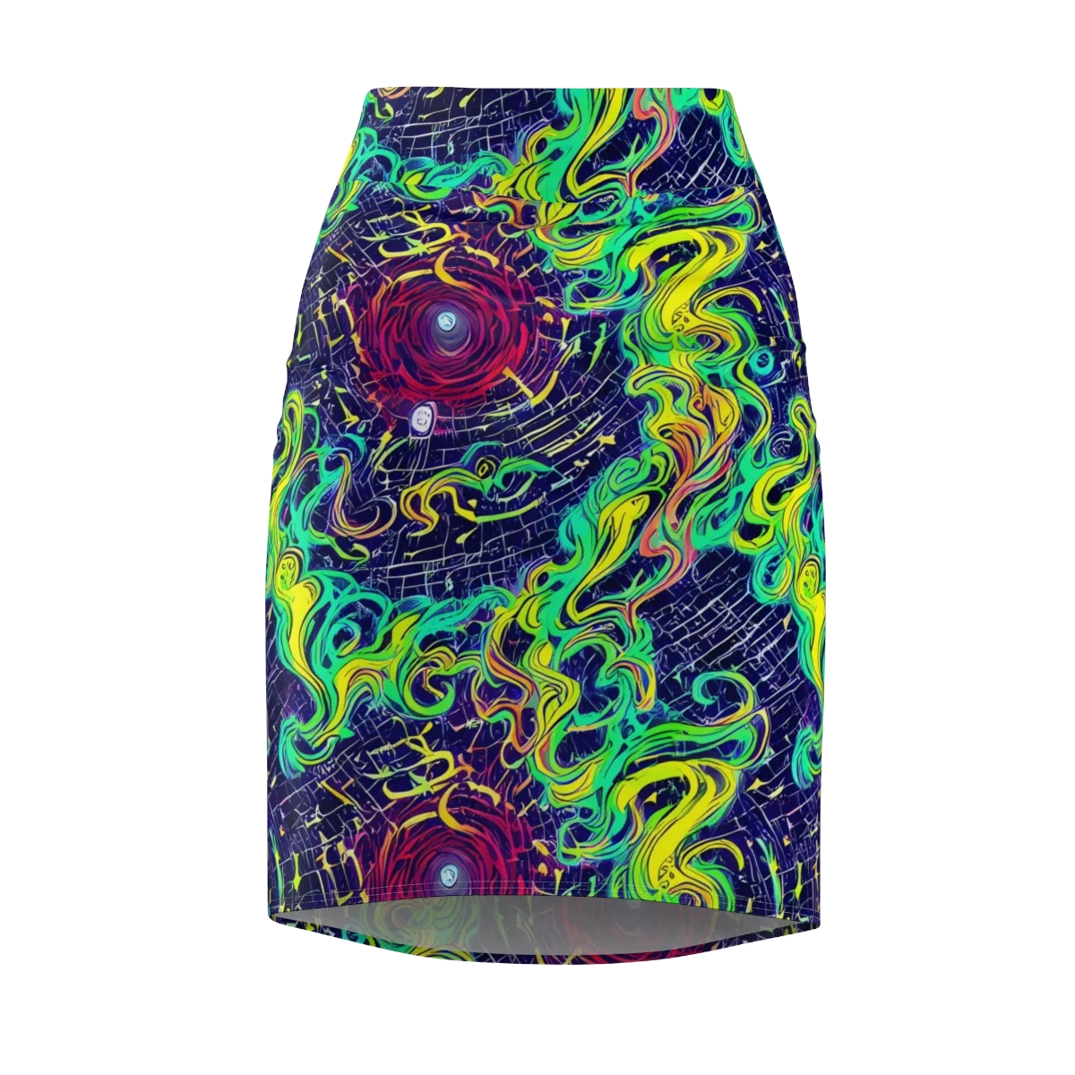 Neon Whirlwind on Pencil Skirt — Front
