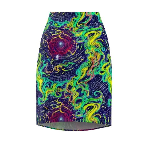 Neon Whirlwind on a Pencil Skirt