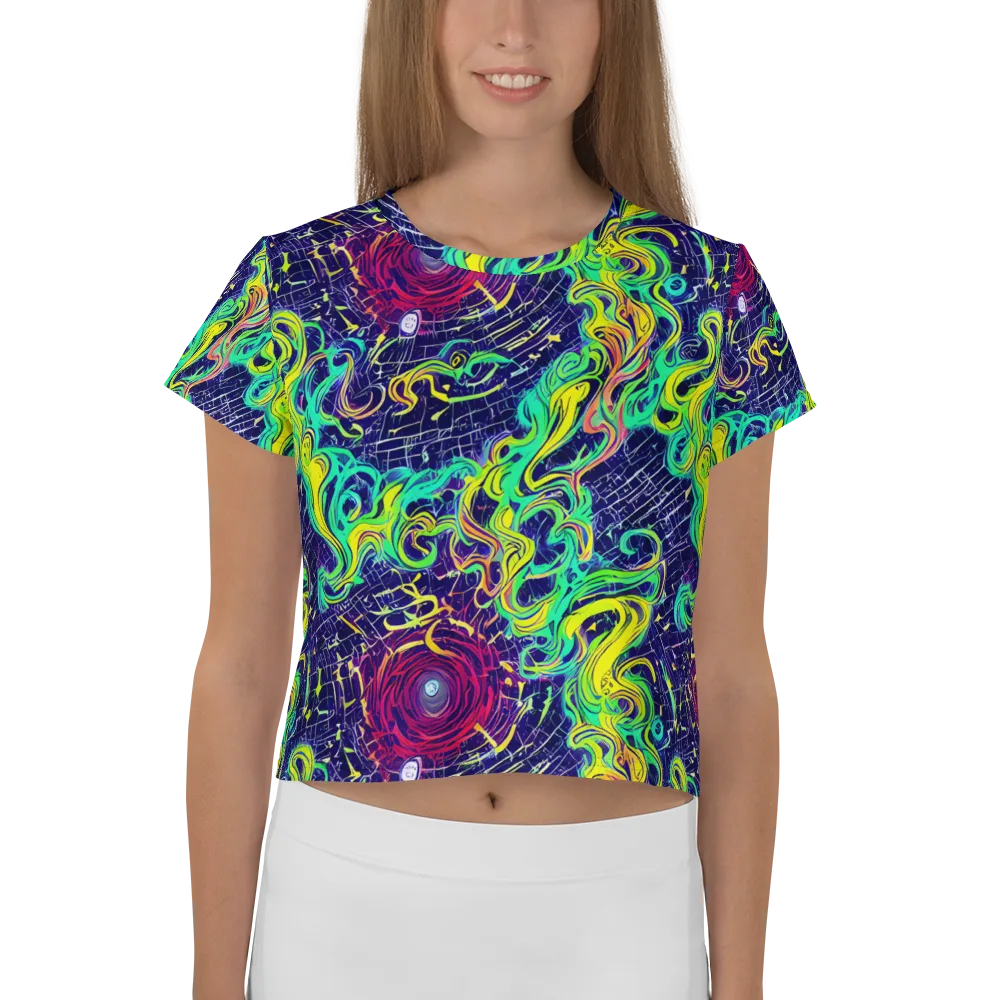 Neon Whirlwind on Crop Tee — Front