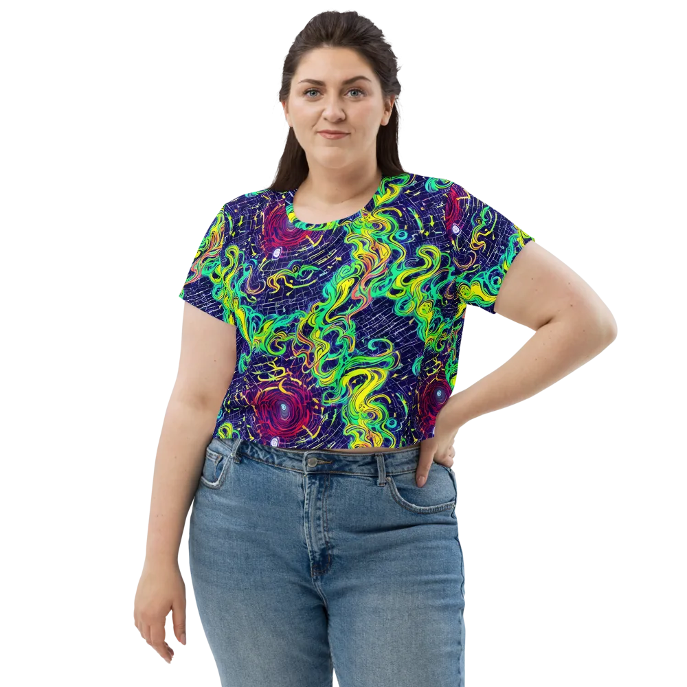 Neon Whirlwind on Crop Tee — Front