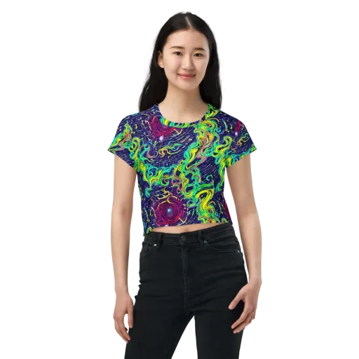 Neon Whirlwind on a Crop Tee