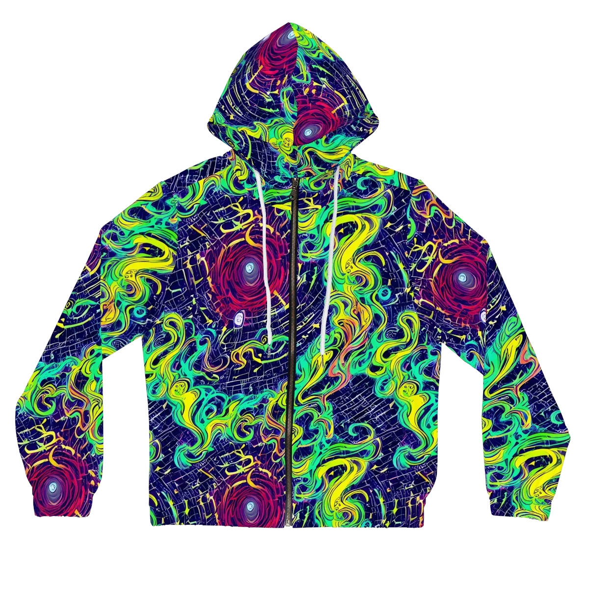 Neon Whirlwind on Women's Full-Zip Hoodie — Front