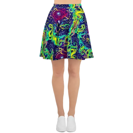 Neon Whirlwind on a Skater Skirt