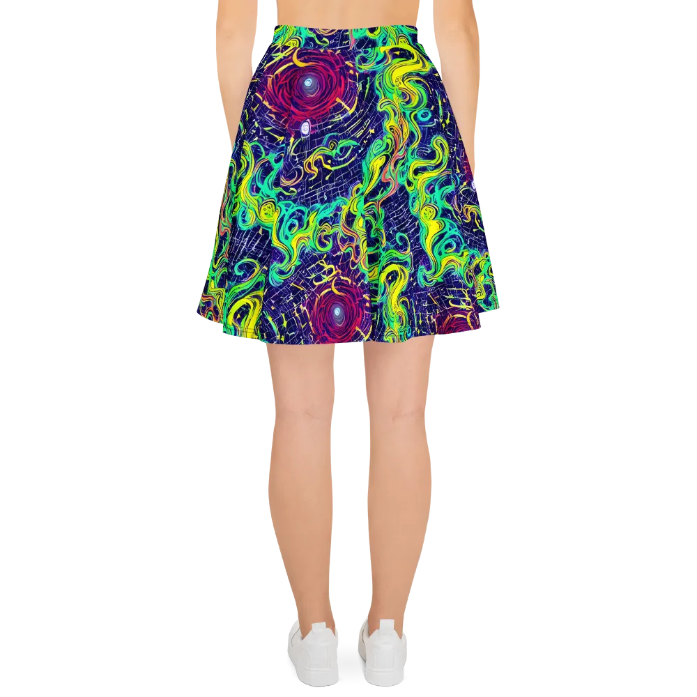 Neon Whirlwind on Skater Skirt — Back