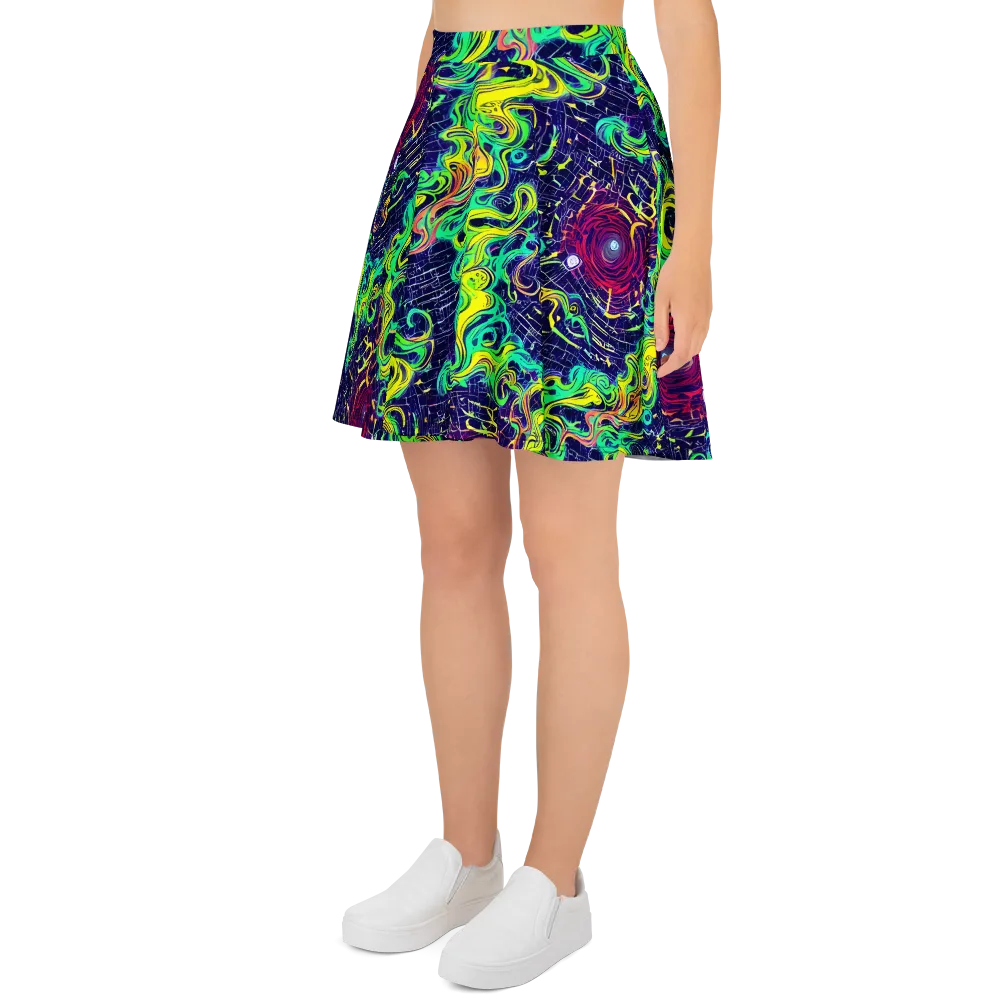 Neon Whirlwind on Skater Skirt — Left