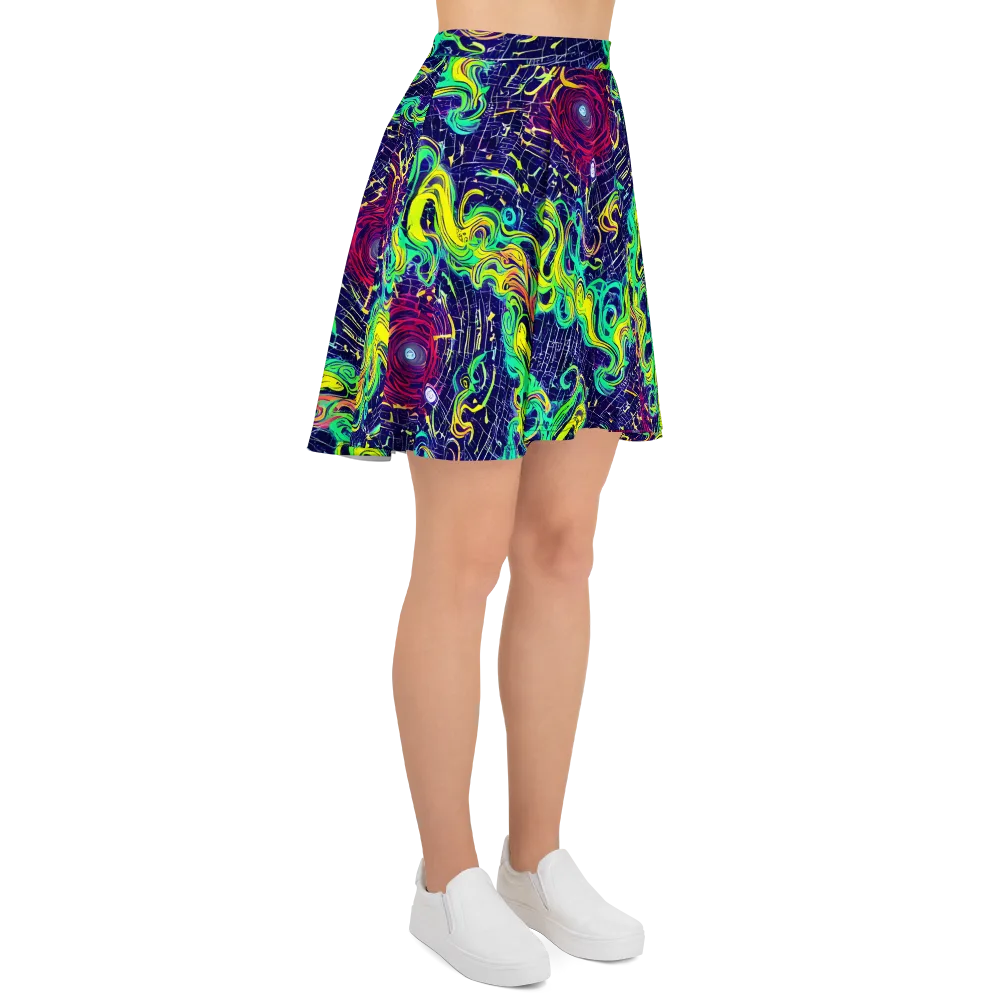 Neon Whirlwind on Skater Skirt — Right