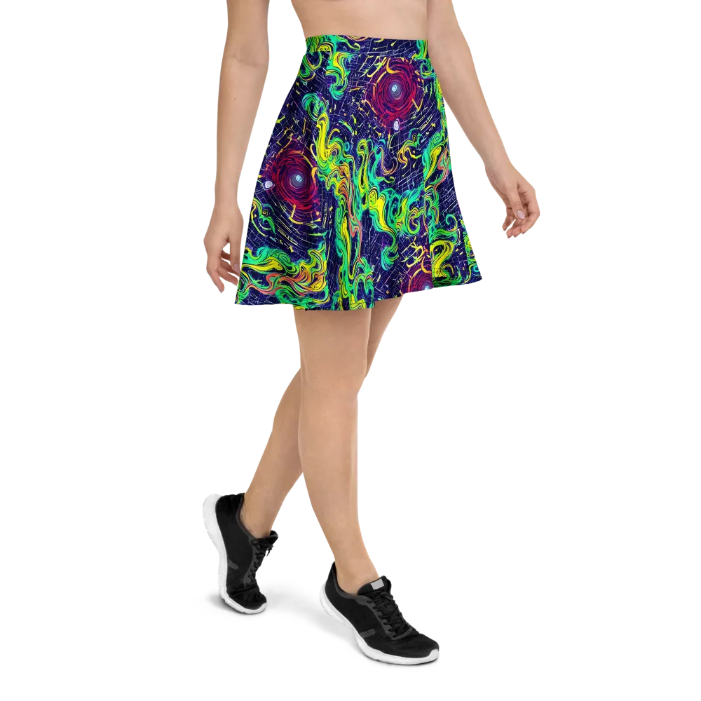 Neon Whirlwind on Skater Skirt — Right