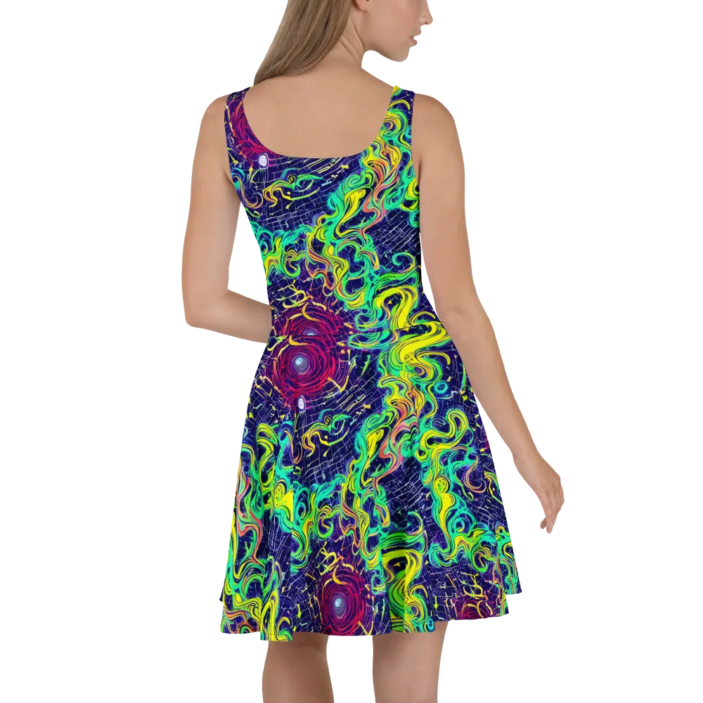 Neon Whirlwind on Skater Dress — Back
