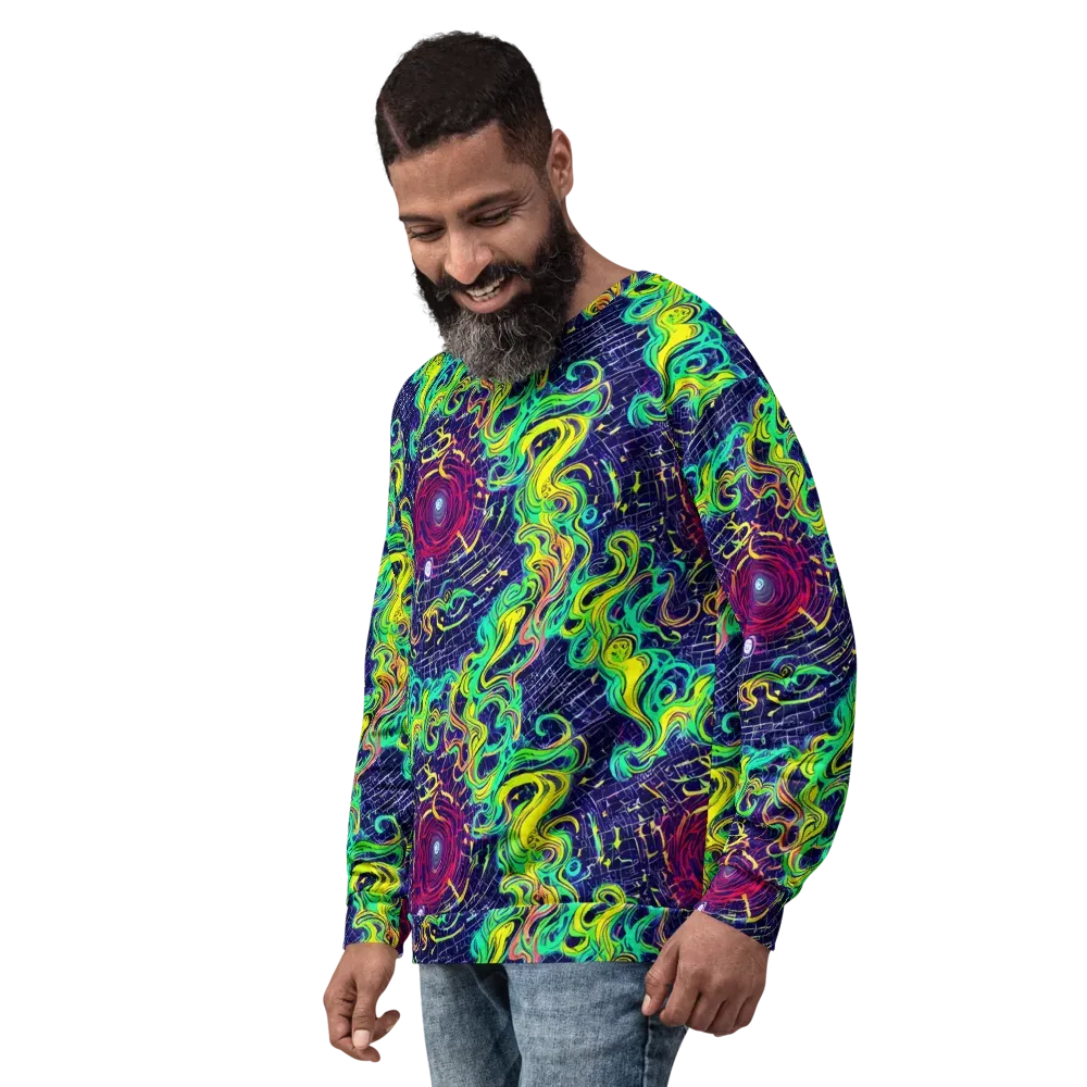 Neon Whirlwind on Sweatshirt — Left Front