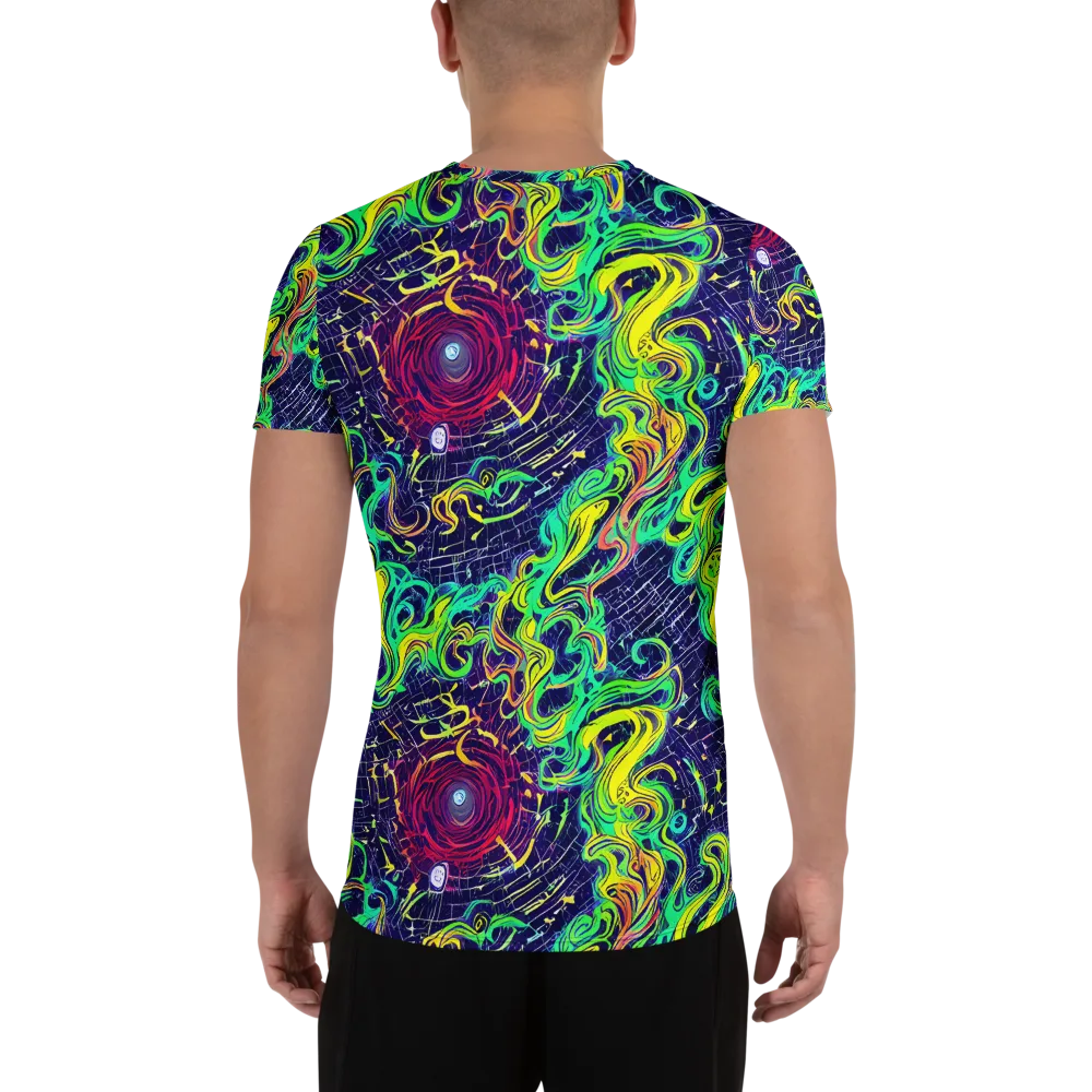 Neon Whirlwind on Men's Athletic T-Shirt — Back