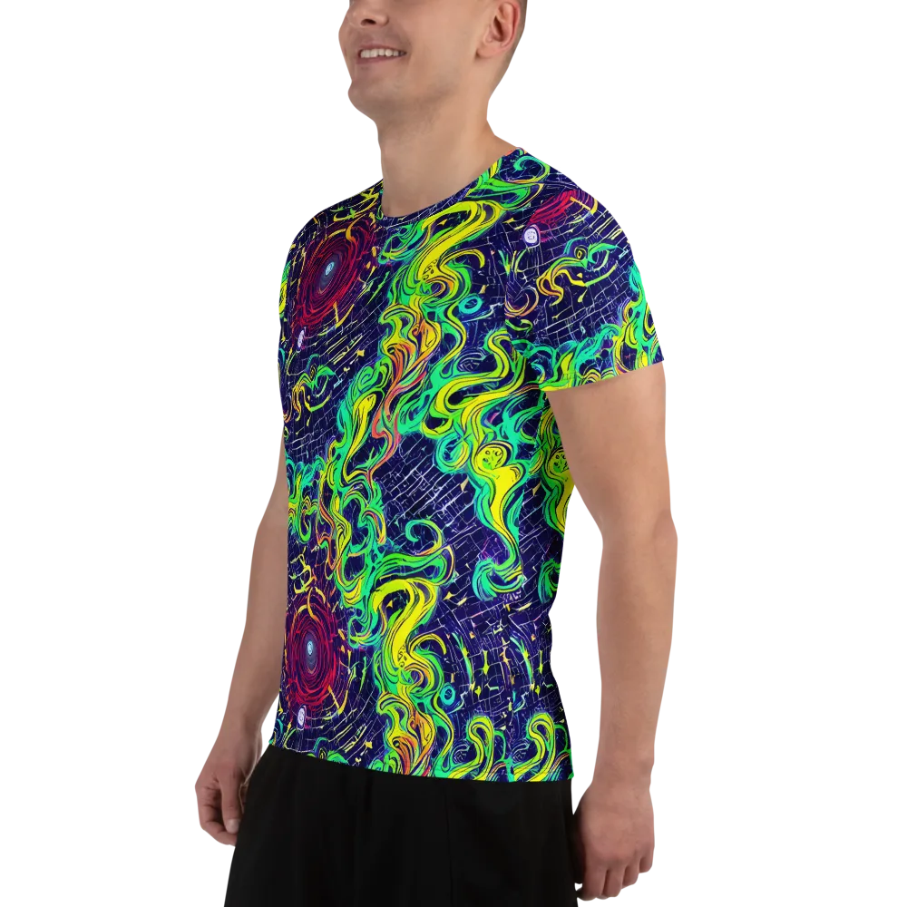 Neon Whirlwind on Men's Athletic T-Shirt — Left