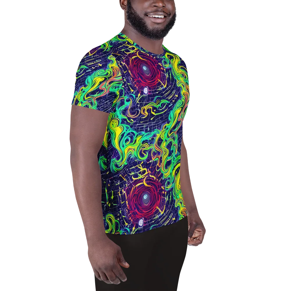 Neon Whirlwind on Men's Athletic T-Shirt — Right