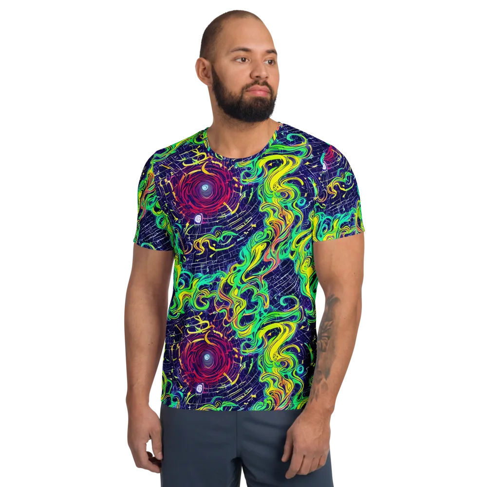 Neon Whirlwind on Men's Athletic T-Shirt — Front