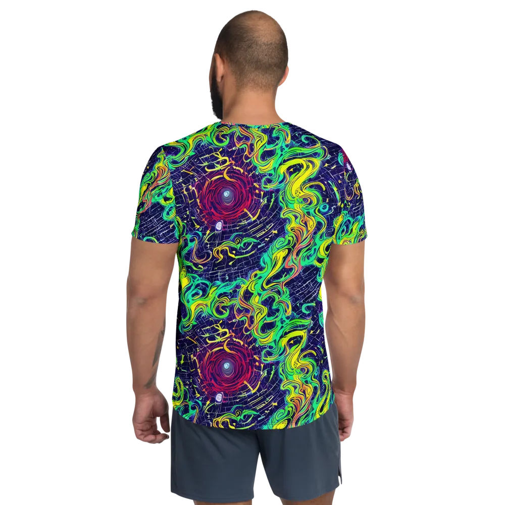 Neon Whirlwind on Men's Athletic T-Shirt — Back