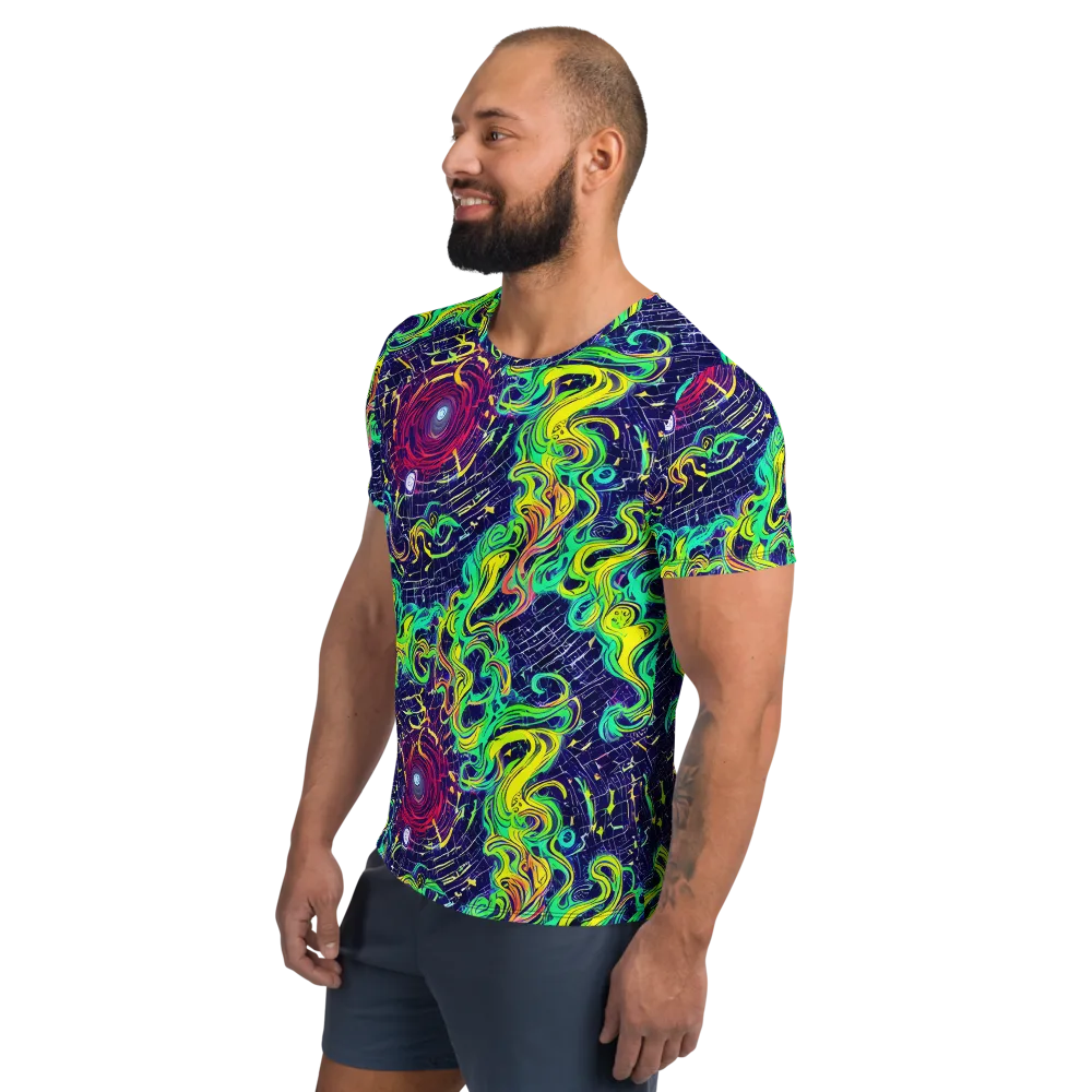 Neon Whirlwind on Men's Athletic T-Shirt — Left
