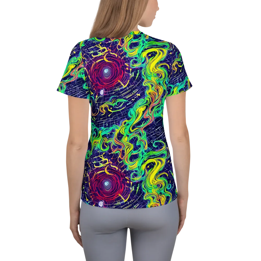 Neon Whirlwind on Women's Athletic T-Shirt — Back