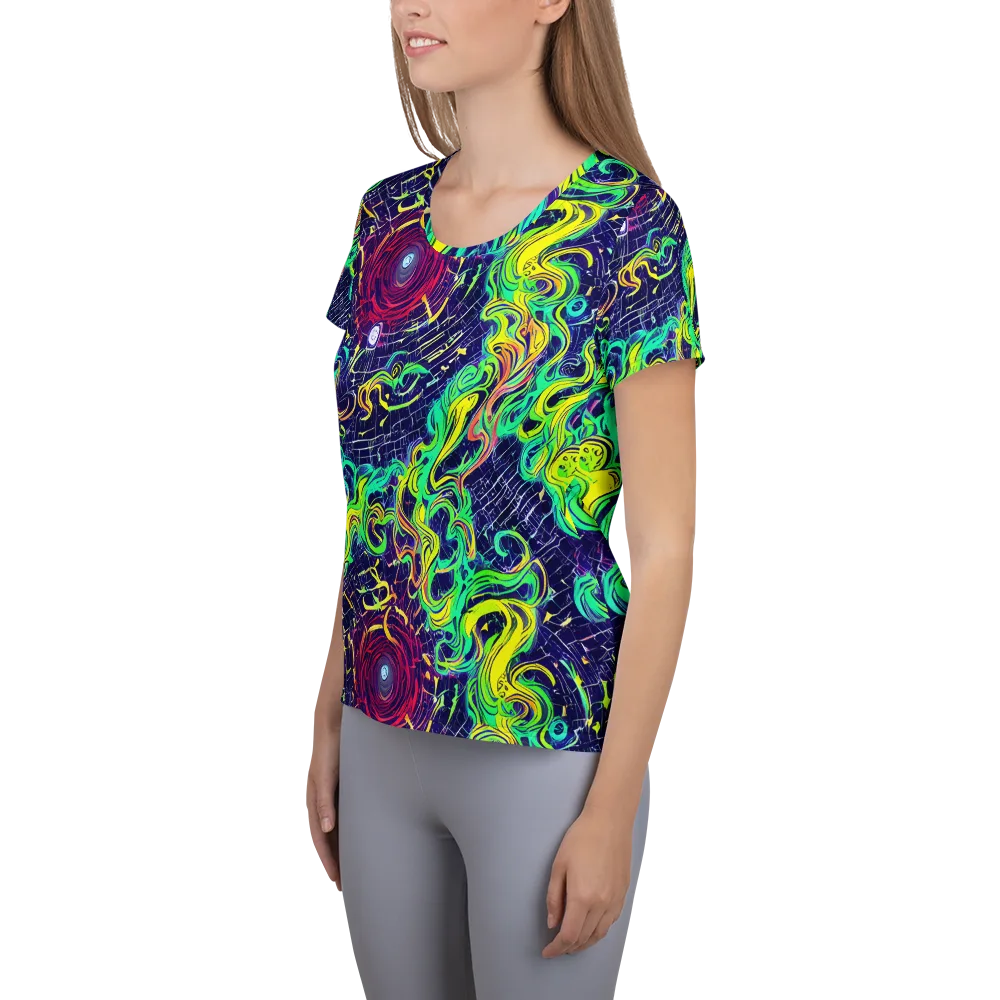 Neon Whirlwind on Women's Athletic T-Shirt — Left