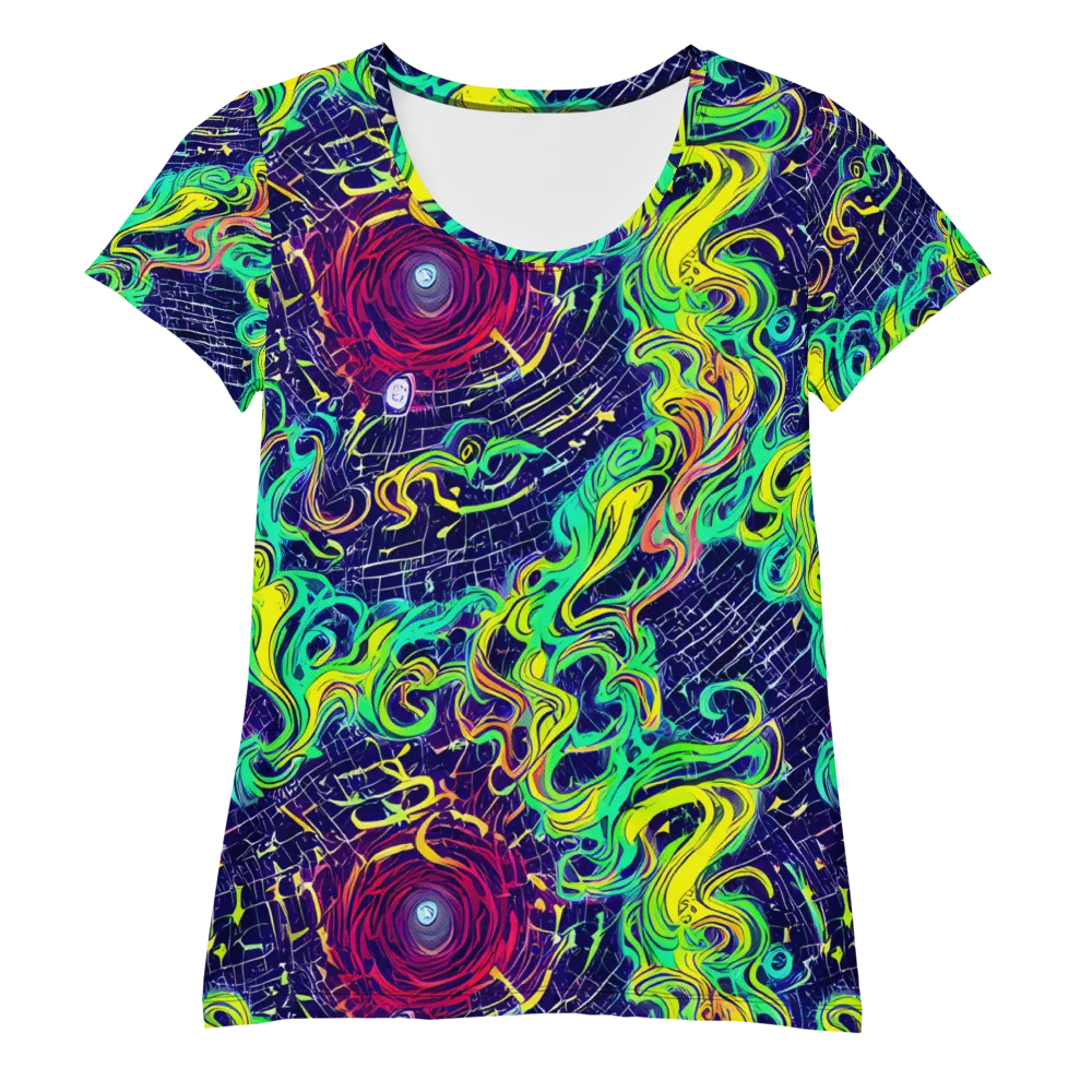 Neon Whirlwind on Women's Athletic T-Shirt — Front