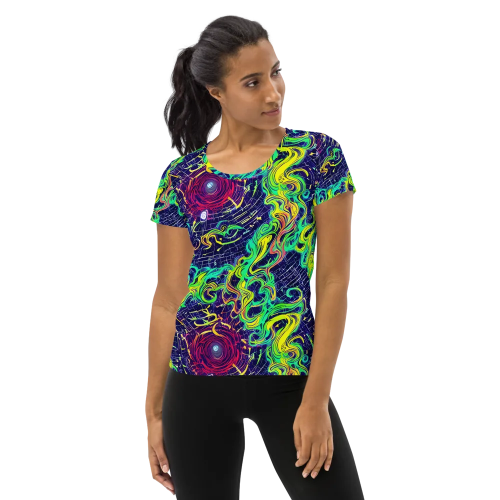 Neon Whirlwind on Women's Athletic T-Shirt — Front