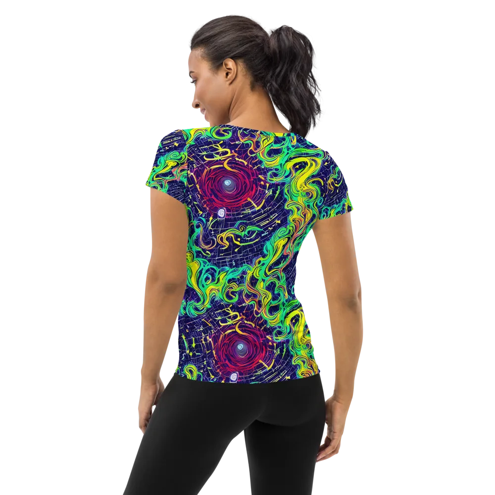 Neon Whirlwind on Women's Athletic T-Shirt — Back