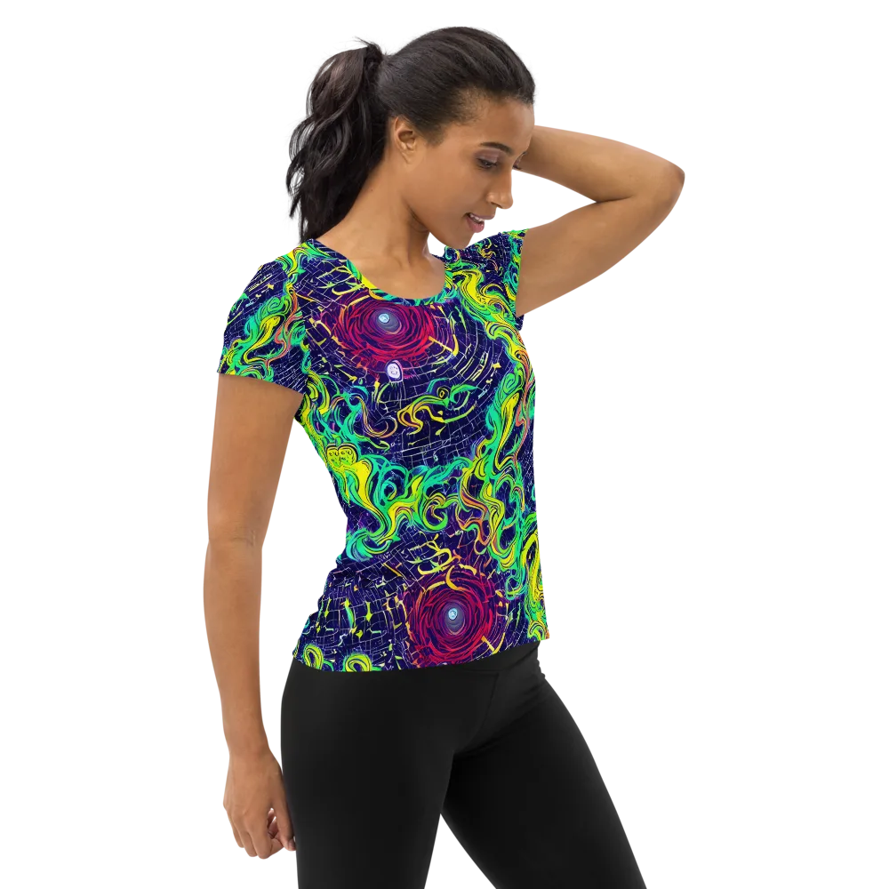 Neon Whirlwind on Women's Athletic T-Shirt — Right