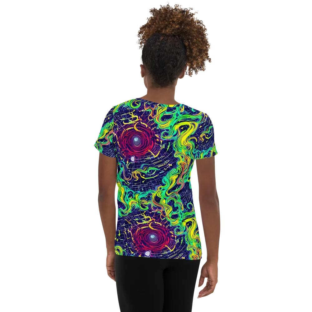 Neon Whirlwind on Women's Athletic T-Shirt — Back