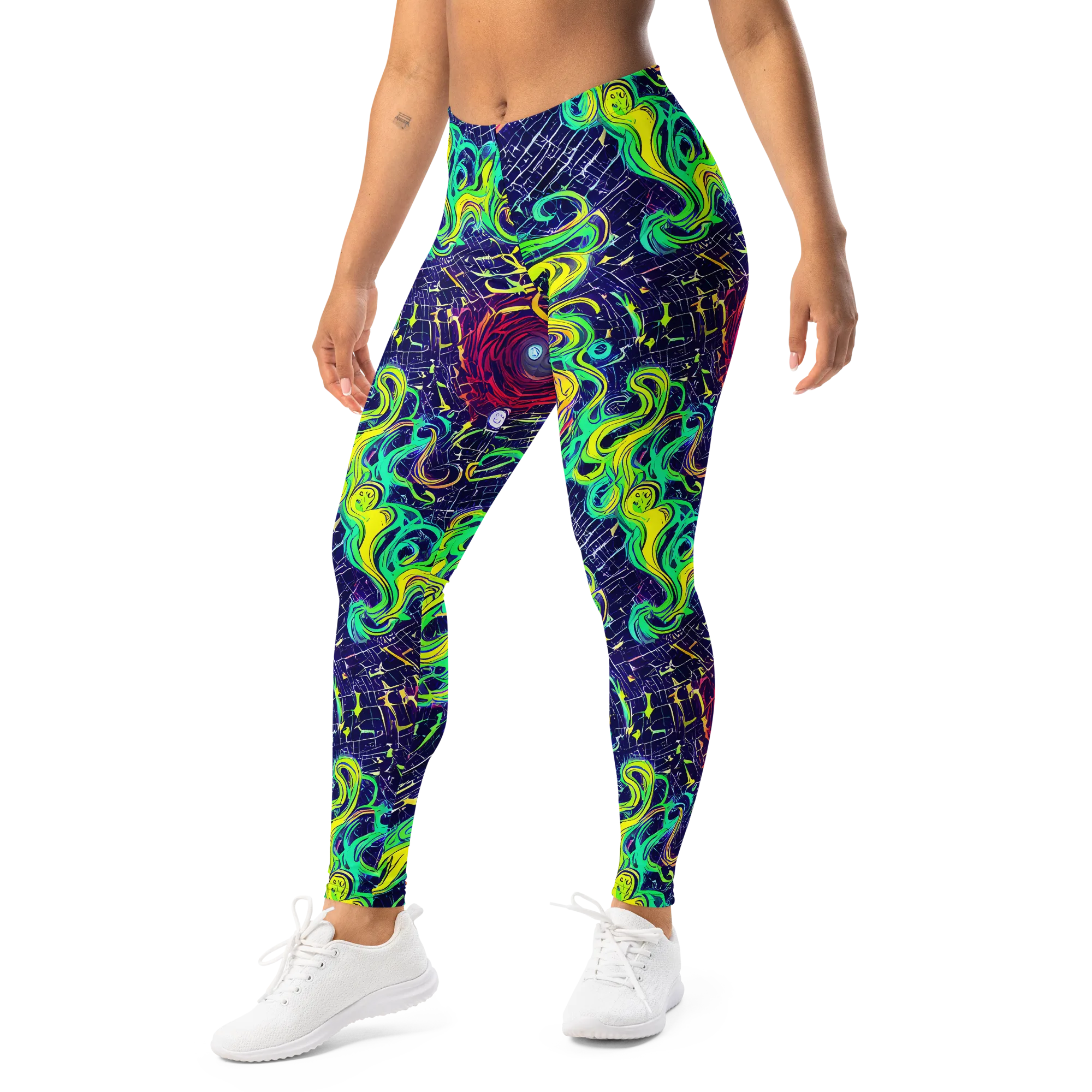Neon Whirlwind on Leggings — Left Front