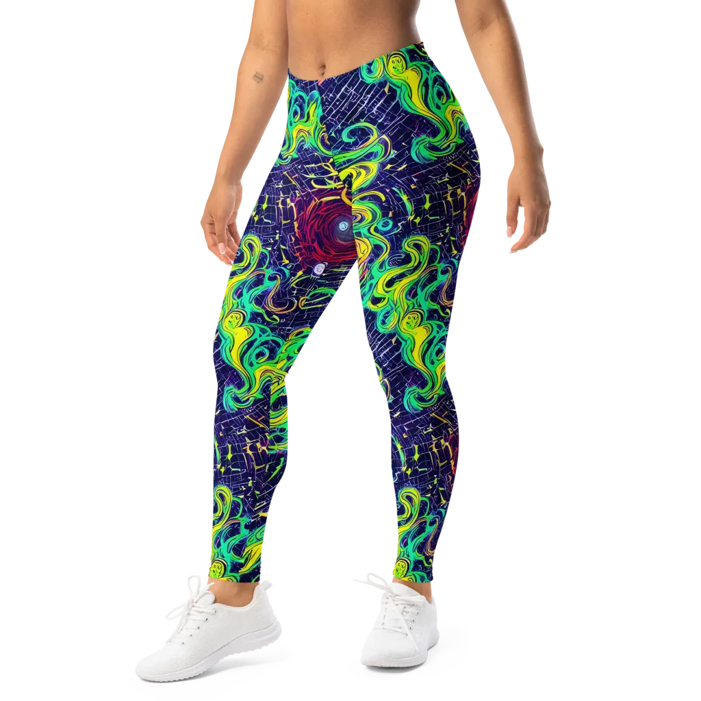 Neon Whirlwind on Leggings — Left Front