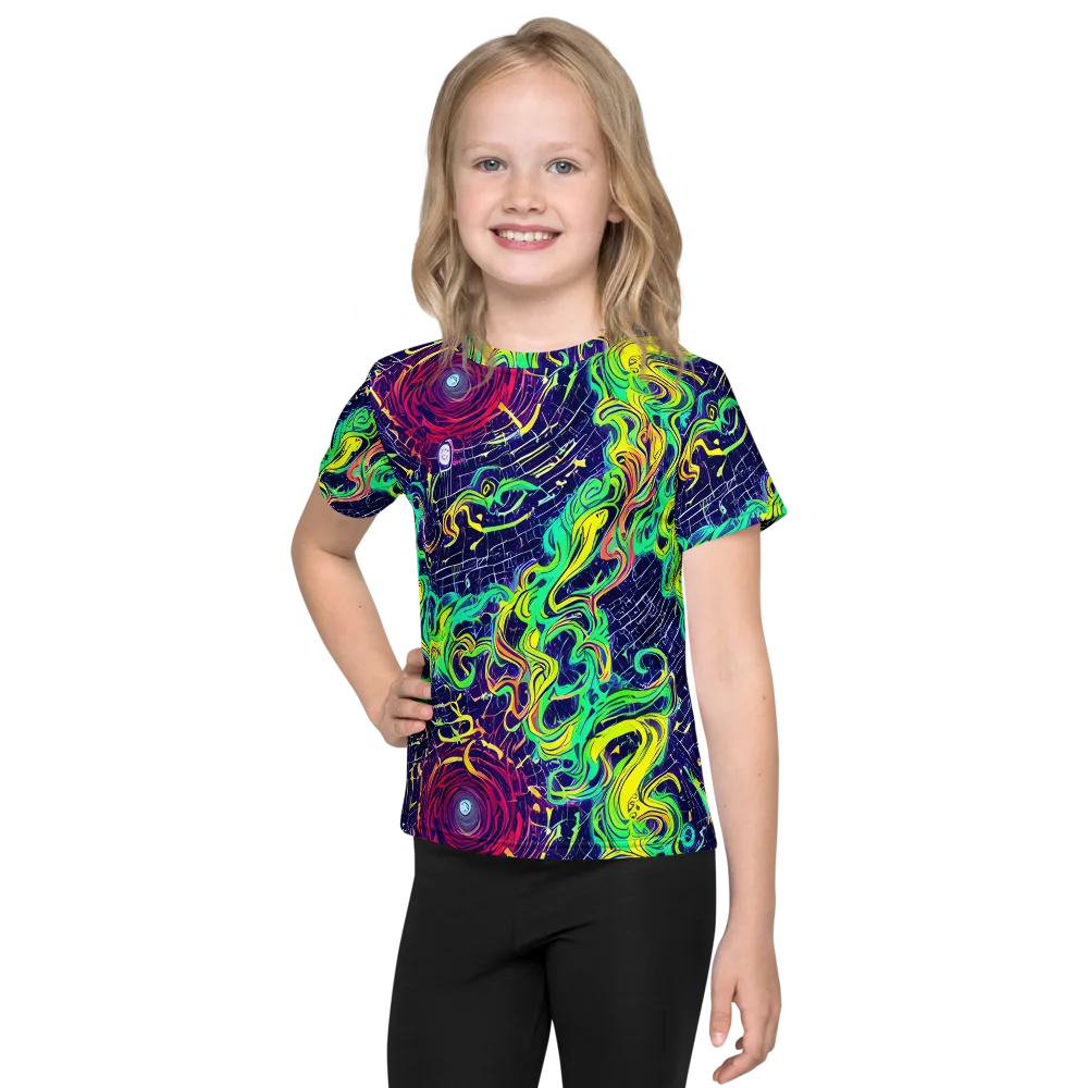 Neon Whirlwind on Kids Crew Neck T-Shirt — Front
